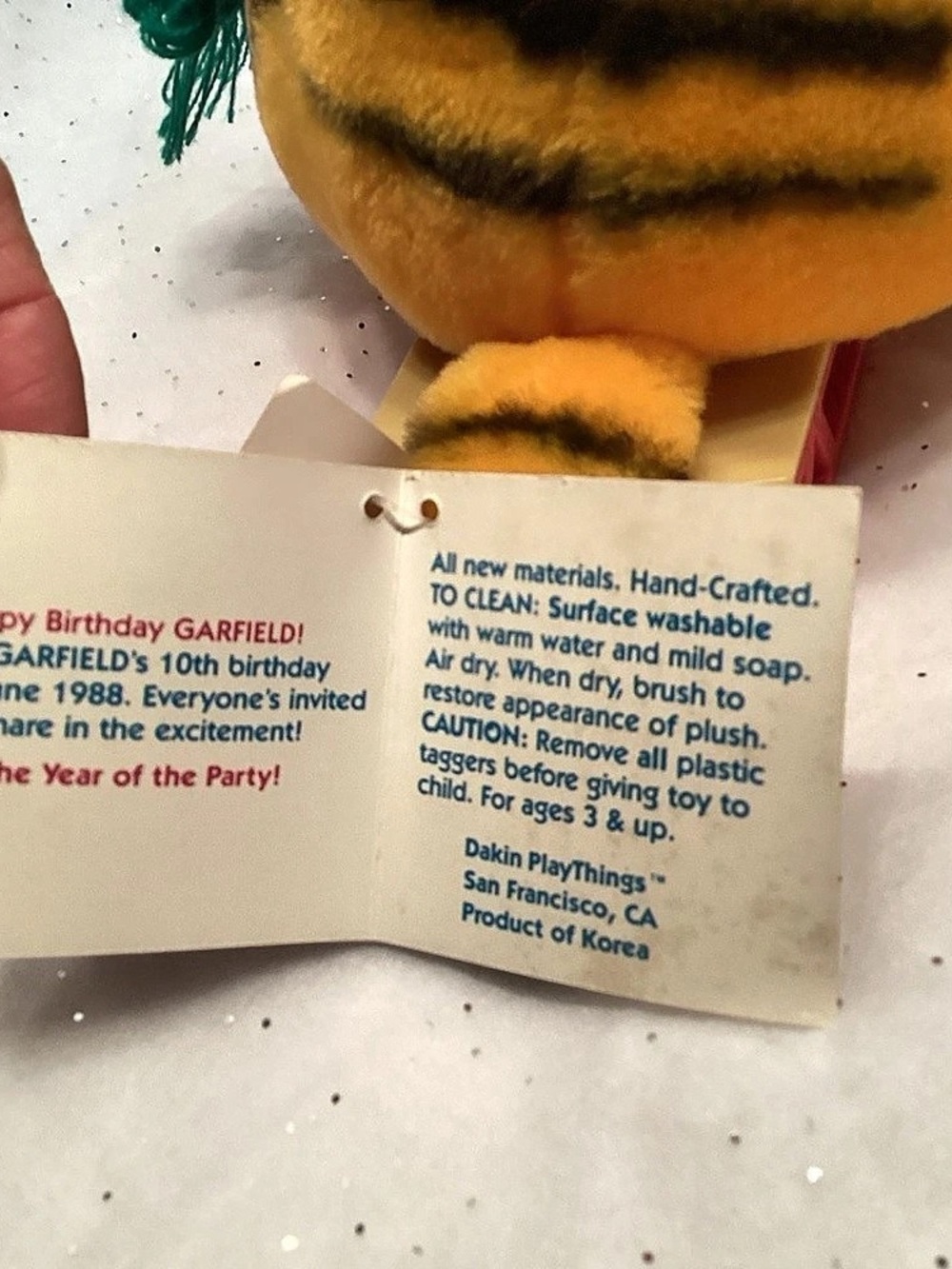 Dakin Garfield 10th Anniversary Plush On Sled With Tags 1988 Happy Birthday VGC - Picture 5 of 5